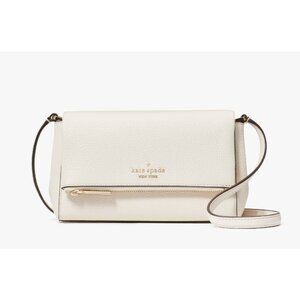 New Kate Spade Leila Mini Zip Crossbody Pebble Leather Parchment